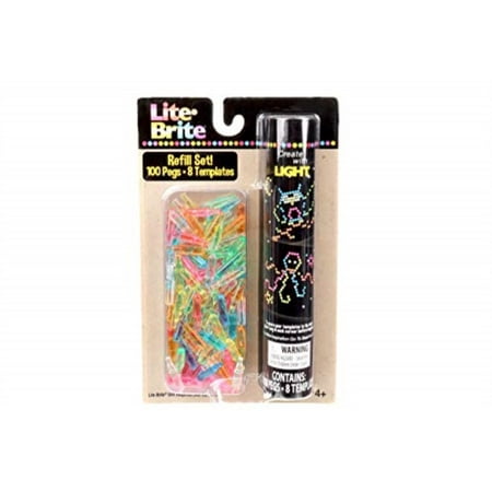Lite Brite - Peg and Template Refill Pack - 100 Pegs and 8 Templates!