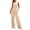 Beige, variant on Womens Casual Sets 2 Piece Short Sleeve Crewneck Tee Top Full Length Elastic Waist Pants Breathable Vacation Casual Sets for Women(L,Navy)