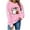 Pink, variant on Ruimatai Women Adult Halloween Printed Long Sleeve T-Shirt Casual Loose Fit Round Neck Soft Polyester Top