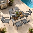 thumbnail image 2 of 7 Piece Outdoor Dining Set, Patio Dining Table Set for 6 Persons, Garden Patio Textilene Dining Furniture Set with Plastic-Wood Tabletop, Dining Table Chairs Conversation Set for Deck Patio, 2 of 8