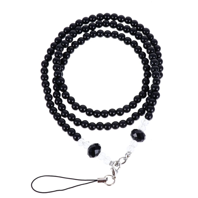 MasteelfCA 3 Pcs Beaded Phone Straps Protective Neck Pendants Decorative Lanyards (Black)