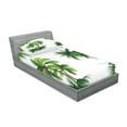 thumbnail image 2 of Ambesonne Tropic Fitted Sheet & Pillow Sham Set, Coconut Palm Tree Plants, Twin, Hunter Green, 2 of 2