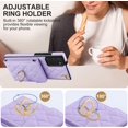 thumbnail image 5 of Phone Case for Samsung Galaxy Note 20 5G Wallet Cover with Tempered Glass Screen Protector and Wrist Strap Ring RFID Blocking Card Holder Slot Cell Note20 Notes 20s Twenty Not S20 Women Purple, 5 of 7