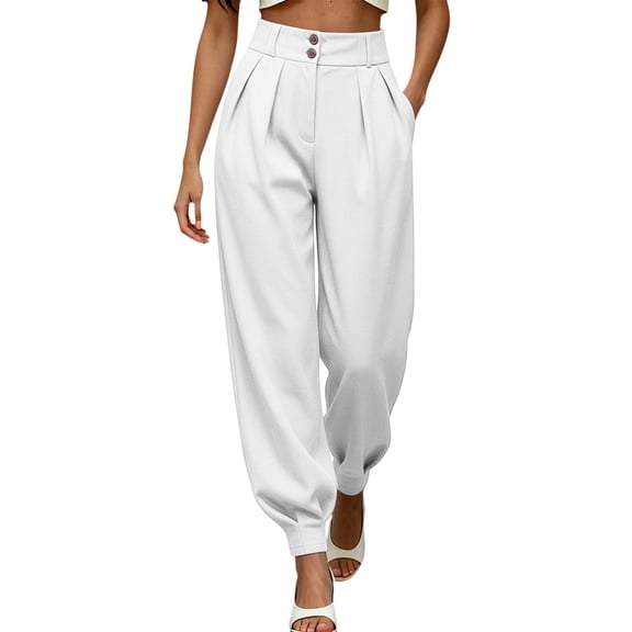 XuJwPNcy Women's Pants Comfort High Waisted Dressy Harem Pants Work Office Pleated Trousers with Pockets Fashion Outfits