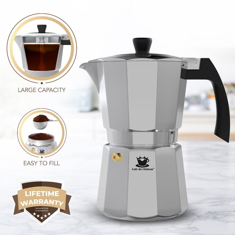 Cafe Du Chateau, Espresso Maker, 313.5ml, Transparent Top Lid