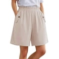 thumbnail image 2 of Only Moment Womens Shorts Chemical Fiber Blends High Waisted Wide Leg Knitted Wide Leg Soft Pajama Shorts Women Vacation Outfits Women's Shorts Light Yellow,XL, 2 of 8