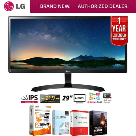 LG 29UM59A-P 29-Inch IPS WFHD (2560 x 1080) Ultrawide Monitor (2017 Model) + Elite Suite 18 Standard Editing Software Bundle + 1 Year Extended (Best Computer For Image Editing)
