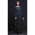 thumbnail image 2 of Bimba Moss Georgette Pecan Leaves Printed Womenâ€™s Long Sleeve Elastic Waist MaxiÂ&nbsp;DressÂ&nbsp;Gown-Small, 2 of 5