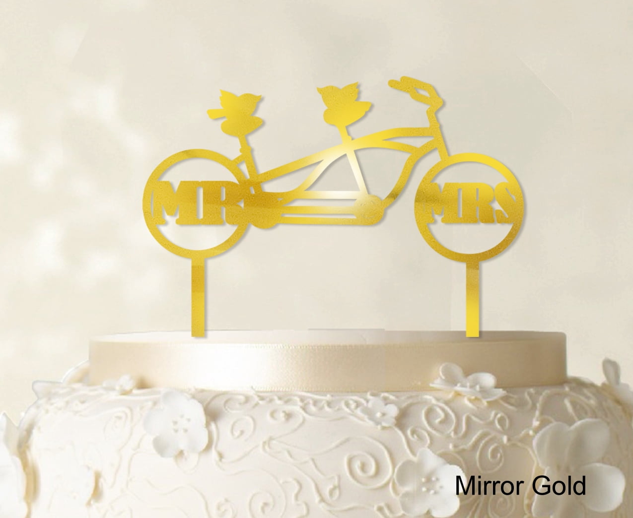 "Mr & Mrs" Hochzeits-Kuchen-Topper Aus Acryl – Personalisierbar, 5-6 Zoll Breit, Mit Stäben (versch. Farben)