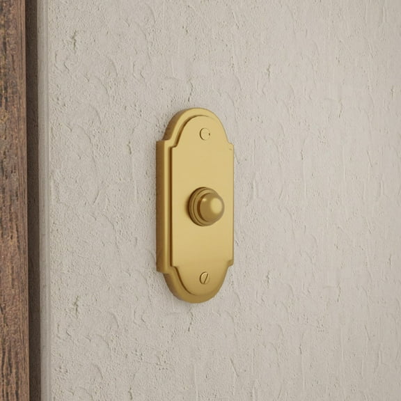 Brass Door Bell Push Button Chime Traditional Colonial L Lasting Polished Design 4" Colonial Brass Doorbell Old Fashioned Door Bell Renovators Supply