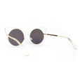 thumbnail image 4 of Womens Round Circle Lens Negative Space Wire Rim Cat Eye Sunglasses Gold - Teal Mirror, 4 of 4