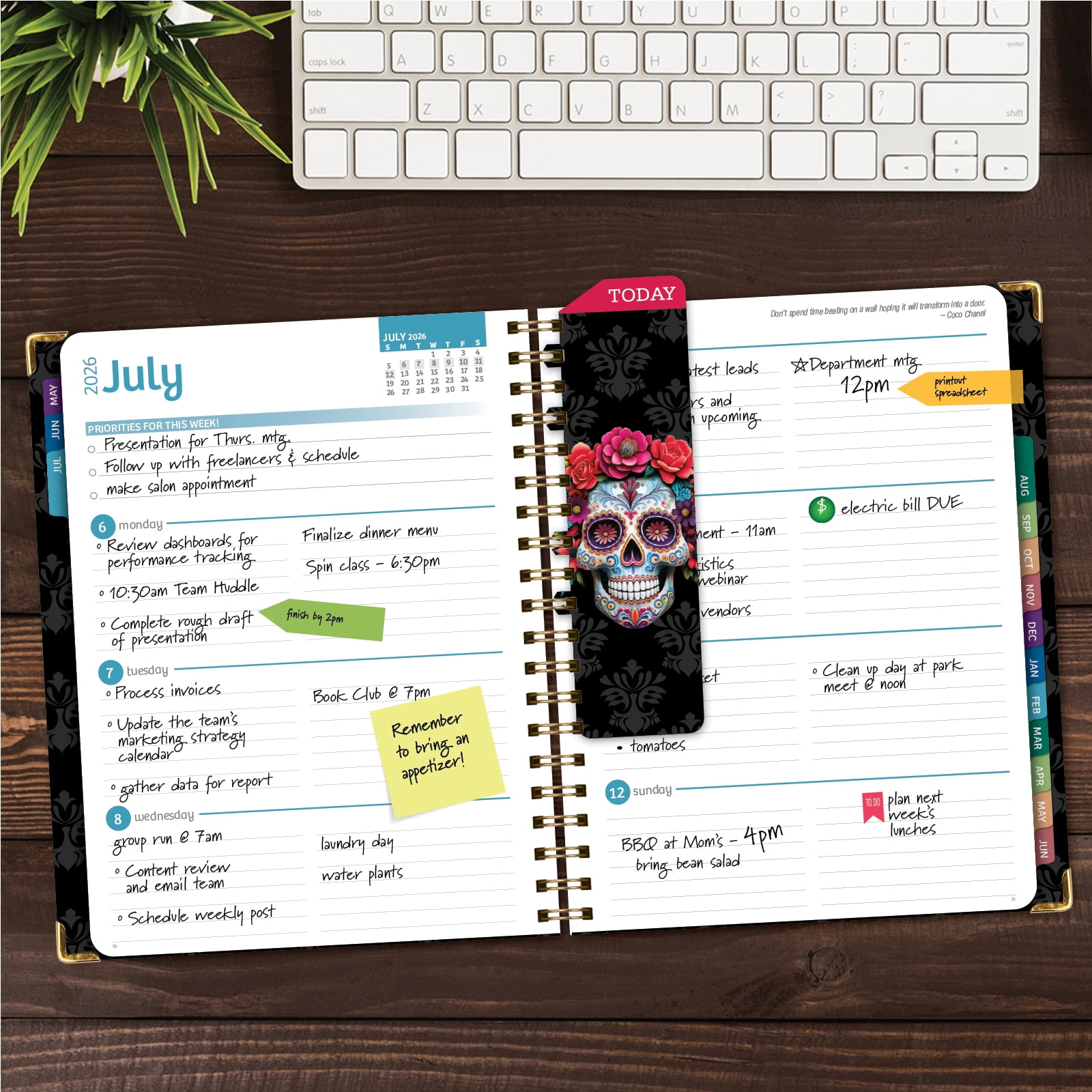 2026-2027 Excello Brands 8.5" x 11" Academic Year Hardcover Fashion Planner, Weekly/Monthly, 14 Month, Sugar Skull