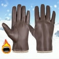 thumbnail image 2 of UJNDER Versatile Windproof and Thick Cold Leather Gloves for Male and Female 2025 Autumn and Winter Solid Color Handwear Brown, 2 of 5