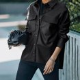 thumbnail image 2 of Mujeres Casual Sólido Turn-down Collar Sólido Manga larga Bolsillos Chaqueta de cuero Abrigo Top Pompotops qwe16750, 2 of 7