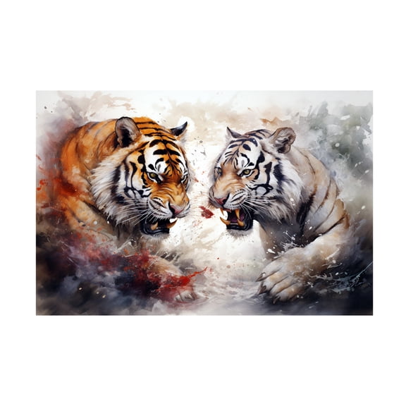 Canvas Wall Art - Momart 'Wild Life Of Predators In Watercolor 10' Wall Art for Living Room, Bedroom, or Office Décor by Trademark Fine Art - 19 x 12 Inches