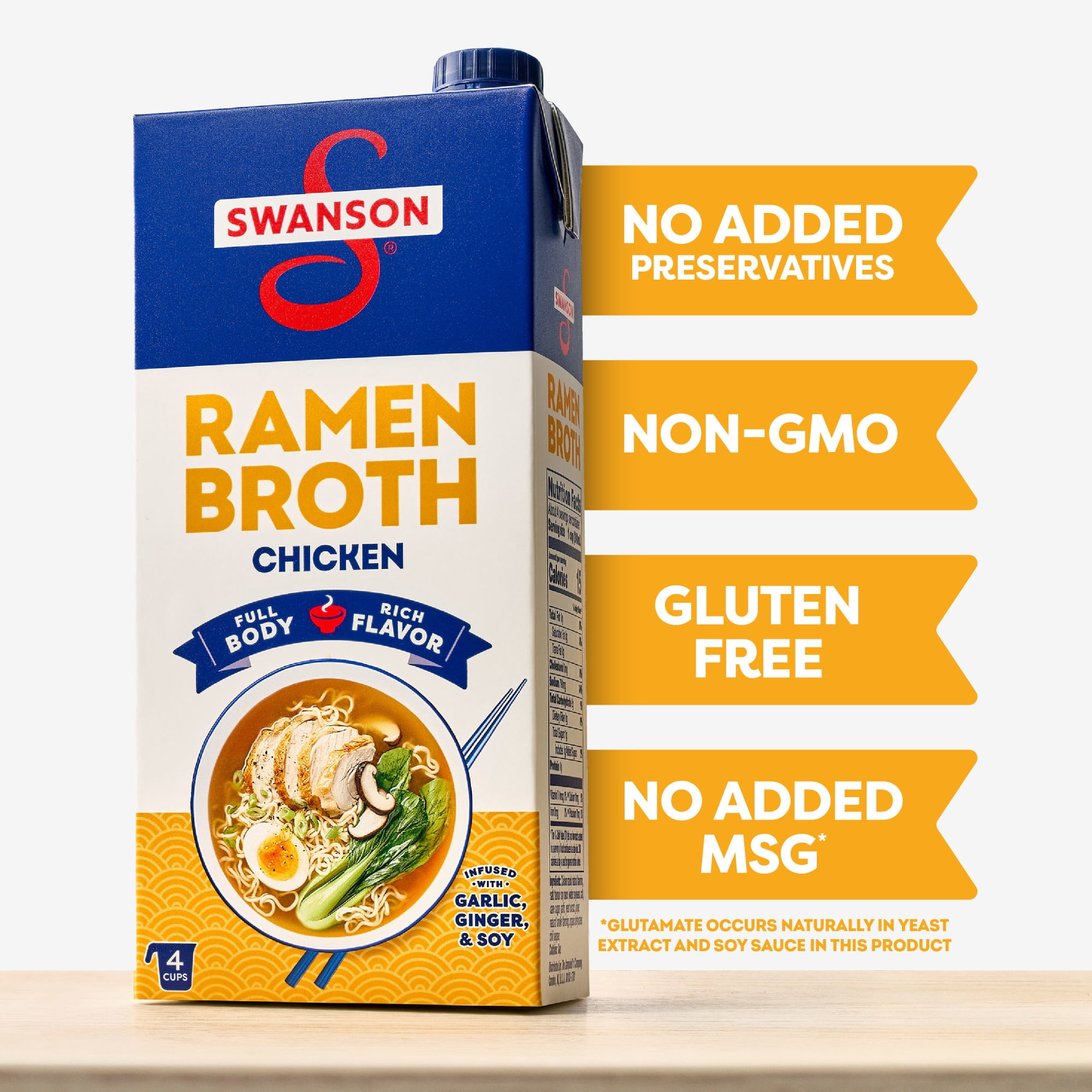 (2 pack) Swanson Ramen Chicken Broth, 32 oz Carton