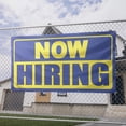 thumbnail image 2 of Now Hiring 13 oz Heavy Duty Vinyl Banner Outdoor/Indoor Help Wanted Sign for Business, Storefront, Advertising, Multiple Sizes & Colors Single-Sided with Metal Grommets (5x1.5 Ft, Blue & Yellow), 2 of 6