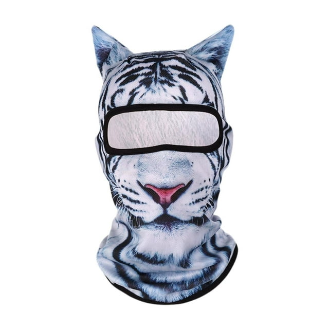 Pasamontañas con capucha para hombre y mujer, resistente al viento, para snowboard y pesca Tigre blanco