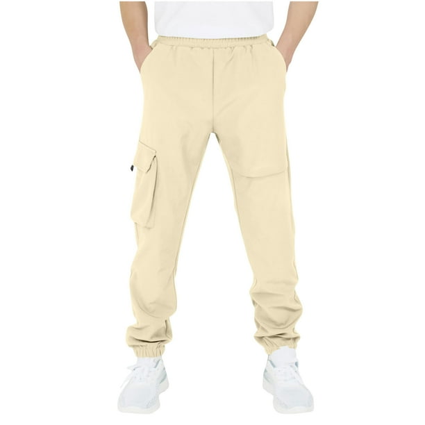 Cowsor Kids Solid Color Sweatpants Casual Elastic Waist Joggers Pants Comfort Loose Fit Athletic Pants Running Trousers