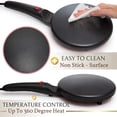 thumbnail image 2 of Moss & Stone - Máquina de crepes eléctrica portátil y automática con recubrimiento antiadherente, 800 W, 120 V, 8 pulgadas, negro, 2 of 5