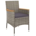 thumbnail image 3 of vidaXL 9 Piece Garden Dining Set with Cushions Grey Poly Rattan, 3 of 5