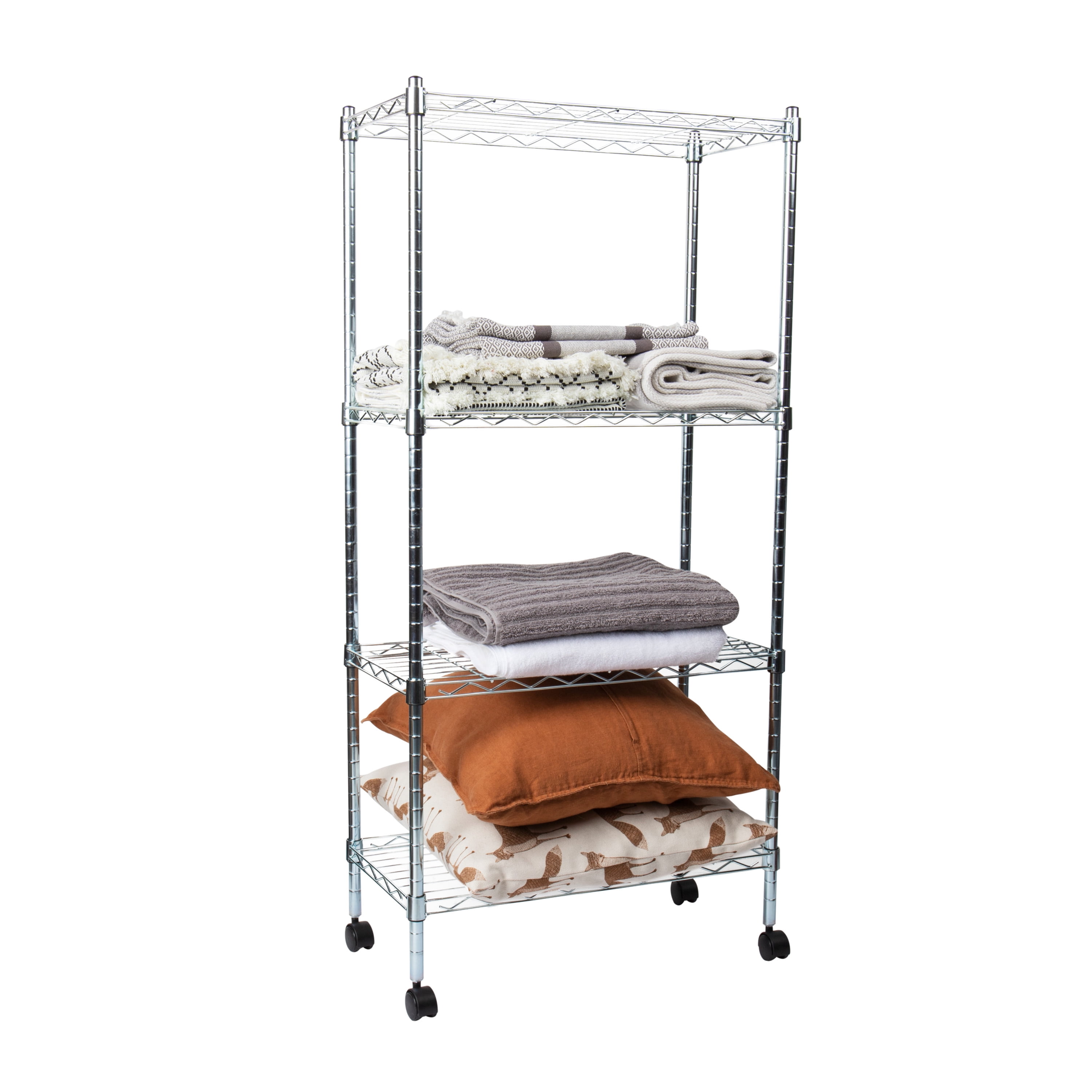 Mind Reader Metal Heavy Duty 4-Tier Utility Shelving Unit (23.23-in W x  13.39-in D x 48.74-in H), Silver in the Freestanding Shelving Units  department at