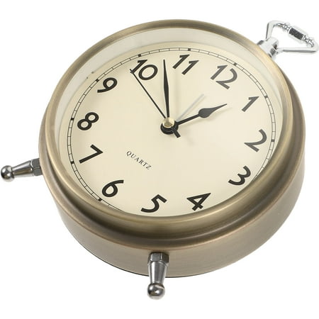 FRCOLOR Metal Alarm Clock Roman Numerals Table Bedside Silent Alarm Clock Sweep Seconds Alarm Clock