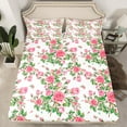 thumbnail image 7 of Manfei Pink Rose Bed Sheets Set Full Size, Vintage Floral Flower Bedding Full Size, Spring Garden Full Sheet Sets, Breathable Room Decoration, 4-Piece, 7 of 7