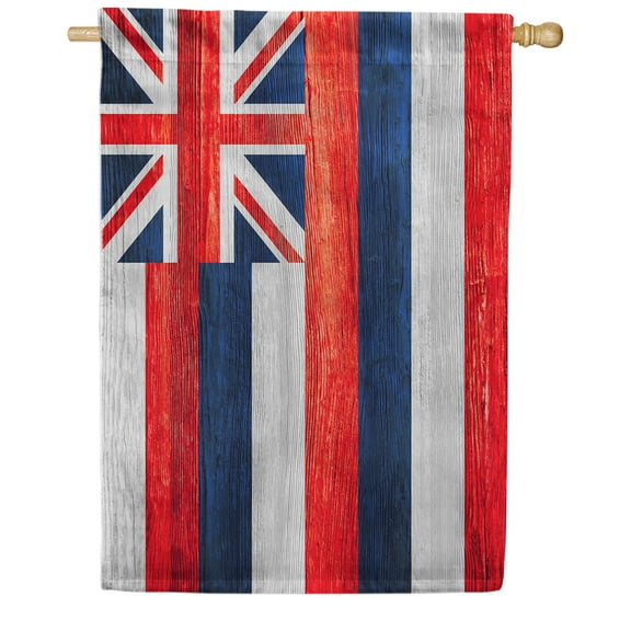America Forever Hawaii State Flag 28 x 40 Inch Double Sided Outdoor Yard Decorative USA Vintage Wood State of Hawaii House Flag, Made in the USA