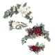 thumbnail image 1 of Guirnalda rústica de flores artificiales decorativa con hojas verdes rojo blanco, 1 of 9