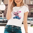 thumbnail image 1 of Lilo &amp; Stitch Cartoon Pattern T-shirts Female Kawaii Harajuku Outdoor Fashion Dropship Diseny O-Neck Women T Shirts Black WhiteL Gao Jinjia LED, 1 of 2