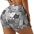 thumbnail image 2 of Wukai Cats Group Print Pack Biker Shorts for Women Yoga Workout Gym Running Scrunch Active Shorts-XX-Large, 2 of 8