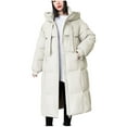 thumbnail image 3 of Winter Coats for Women Puffer Jacket Womens New Long Sleeved Solid Color Pocket Zipper Mid Length Top Jacket, 3 of 6