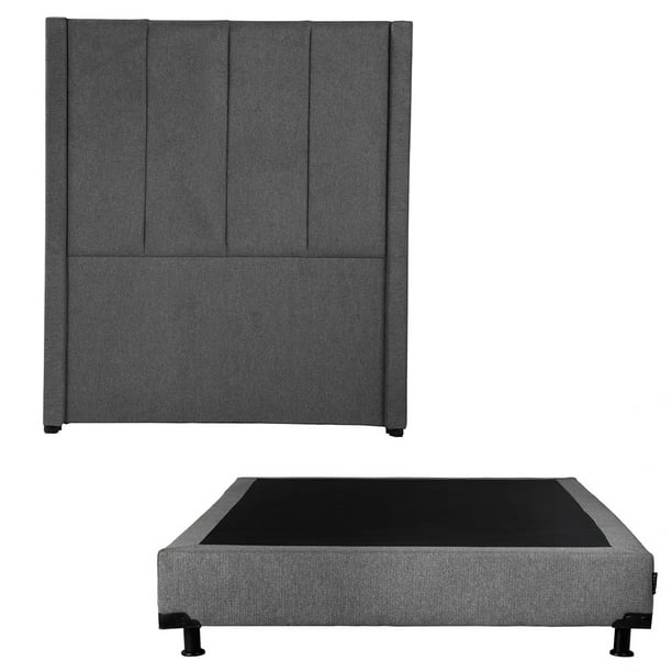 Box Base Cama Individual + Cabecera Nizza Gris
