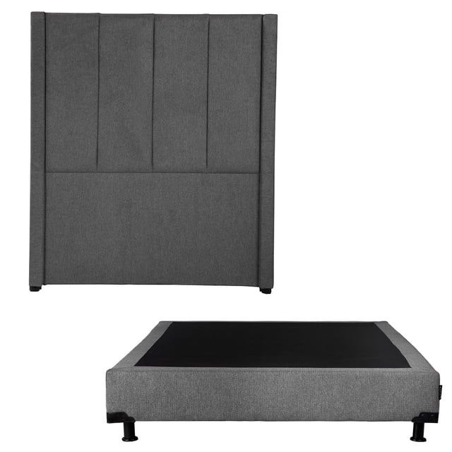 Box Base Cama Individual + Cabecera Nizza Gris