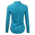 thumbnail image 3 of Doublju Women's Long Sleeve Slim Fit Button Down Dress Shirt (Plus Size Available), 3 of 5