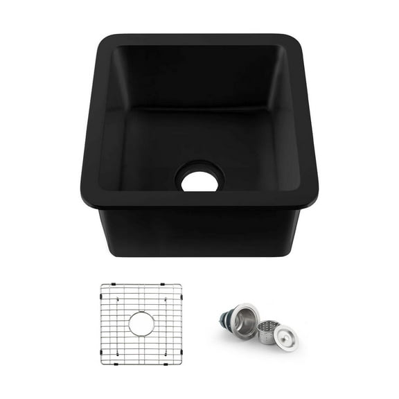 Kibi Pure 18" Fireclay Kitchen Undermount Single Bowl  Sink - Matte Black