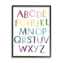 Stupell Industries Rainbow Letters of English Alphabet Playful ABC Chart Art for Kids Painting Black Framed Art Print Wall Art, 24 x 30