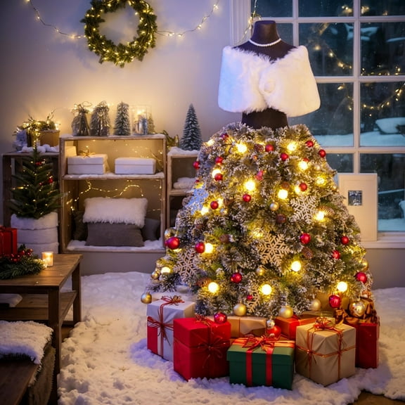 Spaco 5 FT Pre-lit Mannequin Artificial Christmas Tree with 50 LED Light Balls, Lifelike Christmas Tree with Stand for Indoor Holiday Decoration, Green