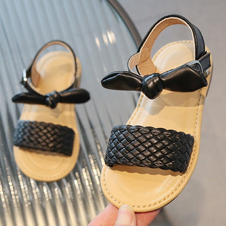 Karoyedx Kids Girls Dress Sandals Girls Sandals Cute Open Toe Adjustable Sandals Dress Sandals with Soft Non Slip Sole Summer Shoes for Toddler Little Kids Black Size,7