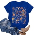 thumbnail image 2 of Women Summer Tops Women Print Short T Crew Neck Short Sleeve T Shirt Top Compression Workout Shirts plus Size Shirt Dresses Casual Womens Tops Long Sleeve Tunic V Neck Shirts Blue L, 2 of 4