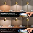 thumbnail image 6 of Postlucky 2 Pack 15" Cordless Rechargeable Table Lamp, 3 Colors Dimmable Touch Lamp for Restaurant/Bedroom/Home, Brushed Gold, 6 of 7