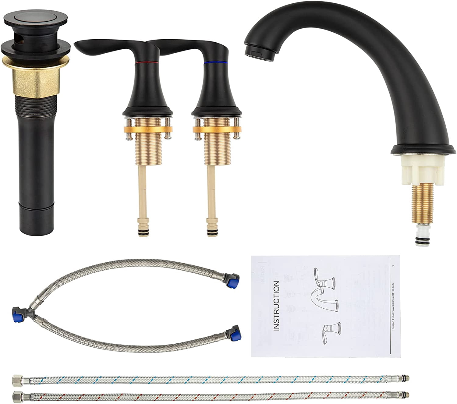 Accreate 8 Inch Bathroom Faucets for Sink 3 Hole with Pop up Drain and cUPC Lead-Free Hose
