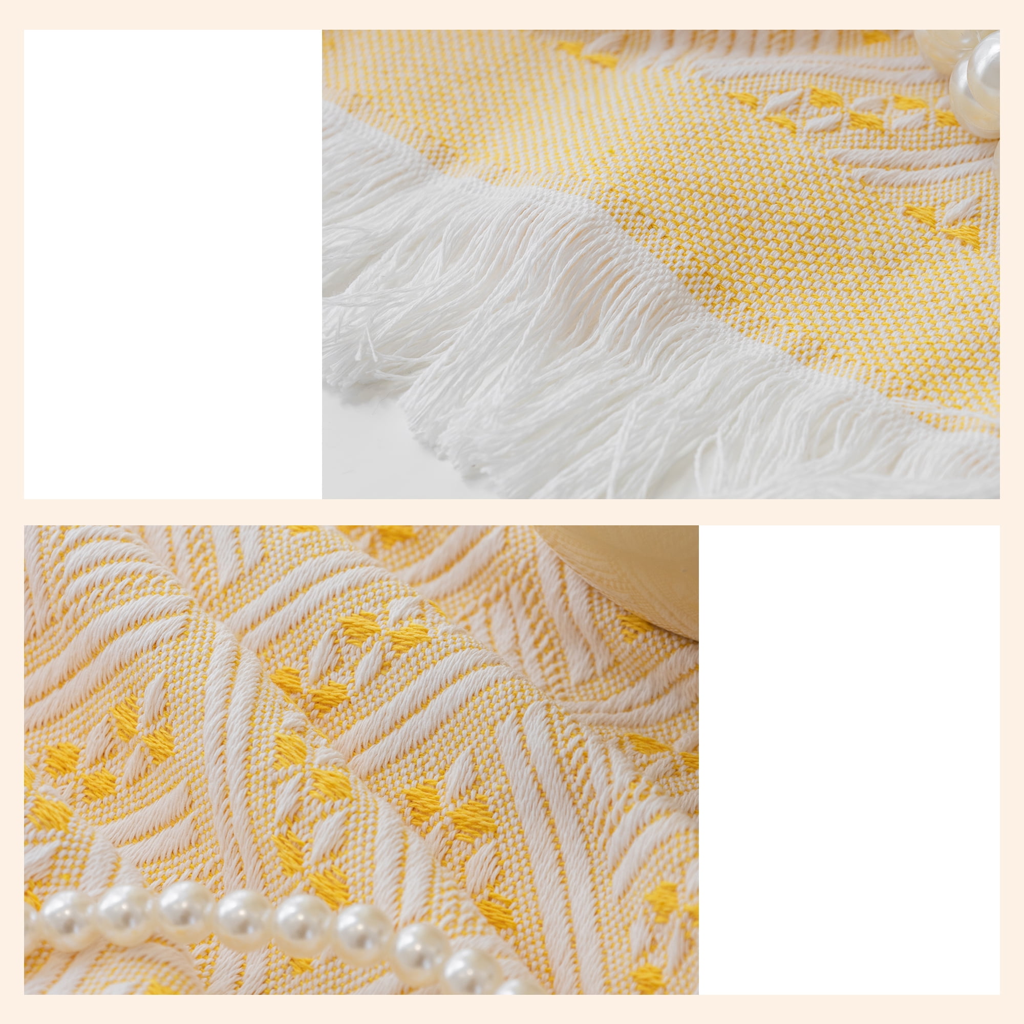 Unique Bargains Tablecloths with Tassel for Multiple Use Yellow 35.4"x35.4"