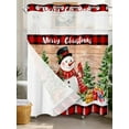 thumbnail image 3 of Merry Christmas Words on Red Check No Hooks Shower Curtain with Snap in Fabric Liner Set, Winter Snowman Shower Curtains Waterproof Bathroom Curtain with See Through Top Window, 72x72 Inch, 3 of 6