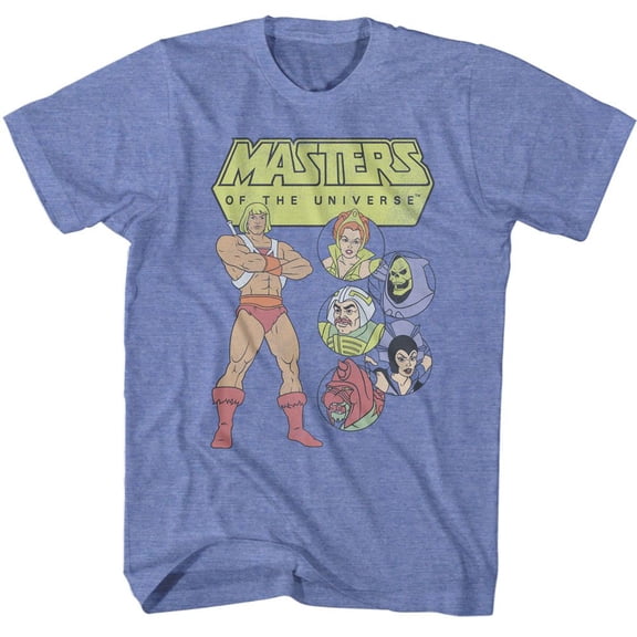 Masters Of The Universe Character Circles Light Blue Heather Adult T-Shirt
