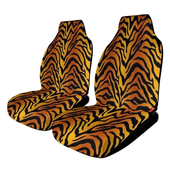 Car Seat Covers Tiger Stripe Pattern 2 Piece Soft Bucket Auto Seat Protector Universal Fit for SUV Sedan Van