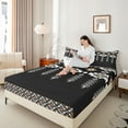 thumbnail image 4 of Feelyou Fashion Western Aztec Full Size Sheets, Black White Abstract Bed Sheets, Hippie Tribal Theme Sheet Sets, Luxury Bedroom Decor, 4 Pieces, 4 of 7