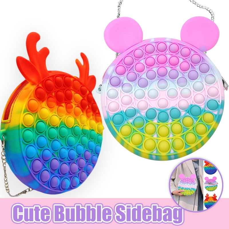 Shoulder Bag Fidget Toys, Rainbow Simple Bubble Fidget Bag Toy, Push Bubble Fidget Sensory Toys