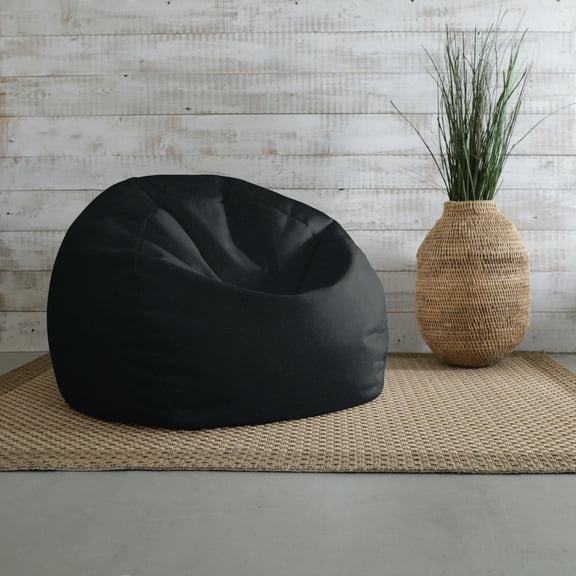 Sorra Home Comfy Bean Bag Chair with Re-filling Feature, Black